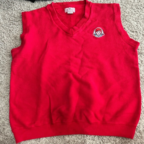 Willow Pointe Sportswear Other - Vintage Willow Pointe Wendys Logo Sweater Vest Red Cotton V-Neck Mens Large USA
